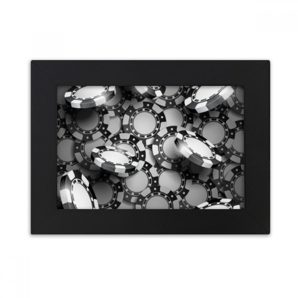 Cadre photo noir motif jetons de casino 10x15 cm pour bureau et décoration