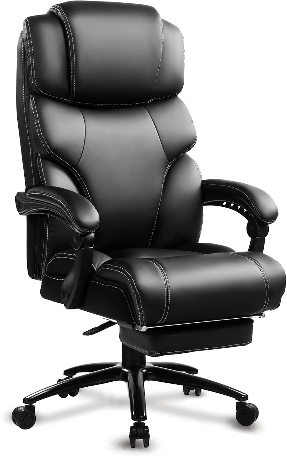 Big and Tall High Back 400LBS Reclining Office Chair with Footrest - Executive Computer Chair Home Office Desk Chair with Double Cushion, Heavy Duty Metal Base, Ergonomic Support Function