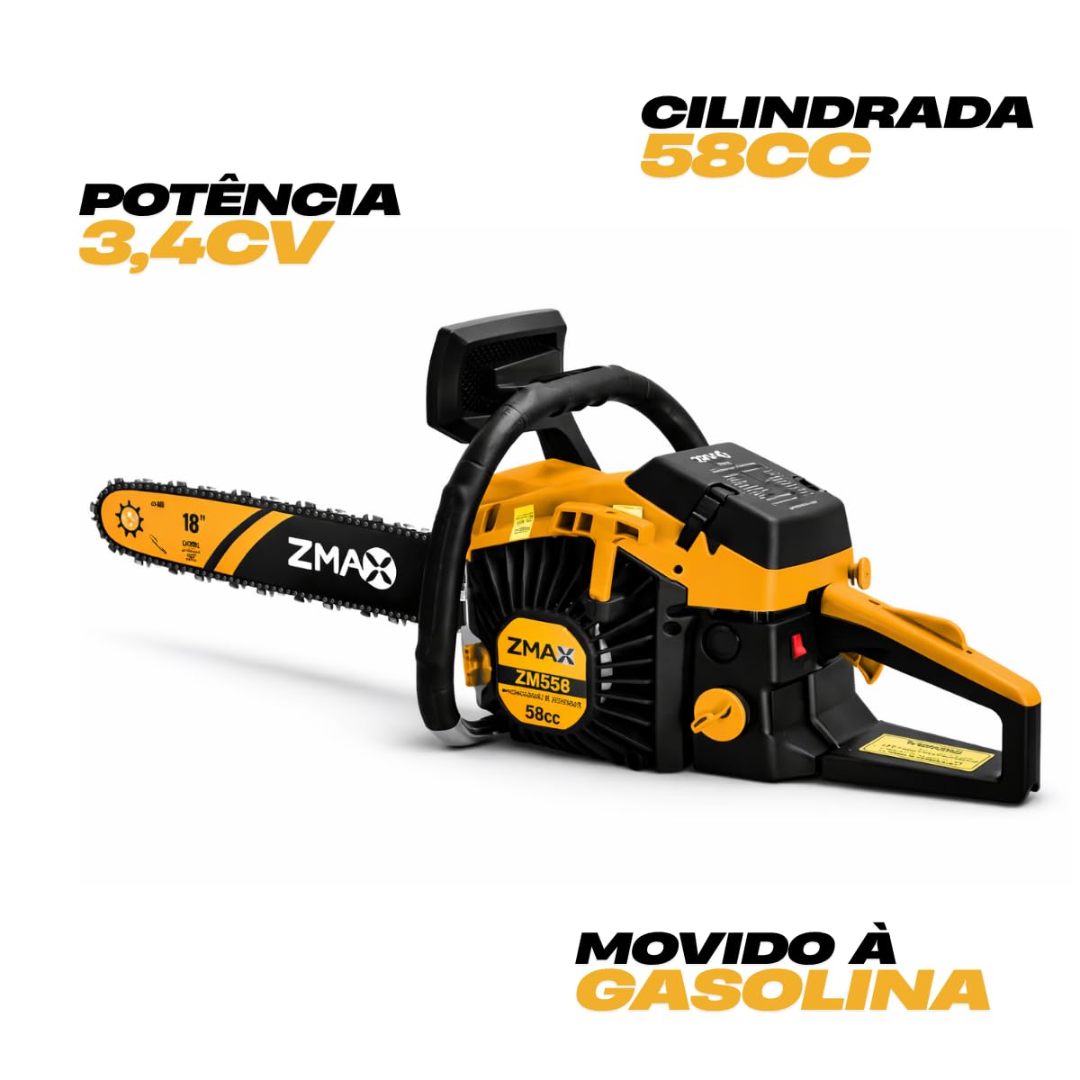 Motosserra a Gasolina ZMS58 3,4cv Zmax 58cc Profissional Alta