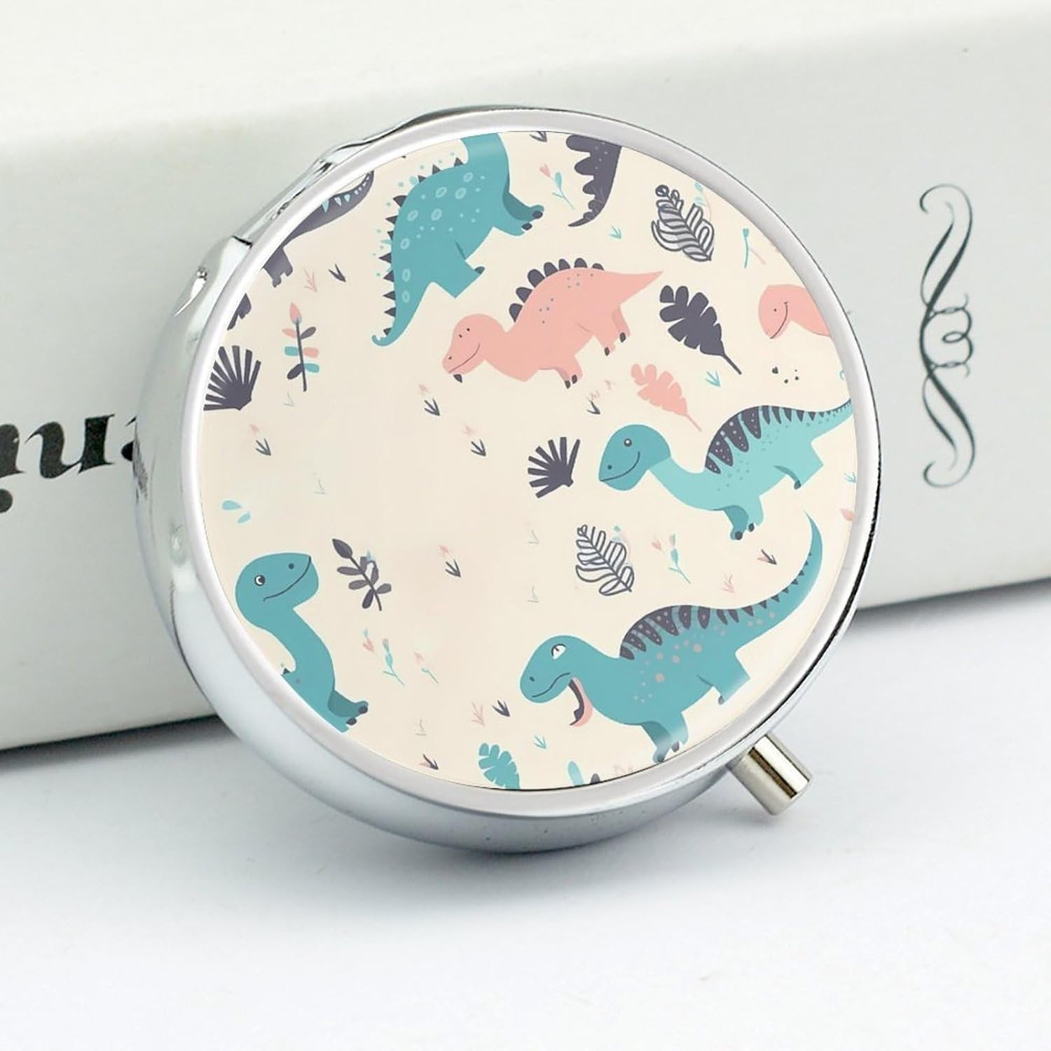 Adorable Dinosaur Round Pill Box, Waterproof Medicine Organizer Box image 4