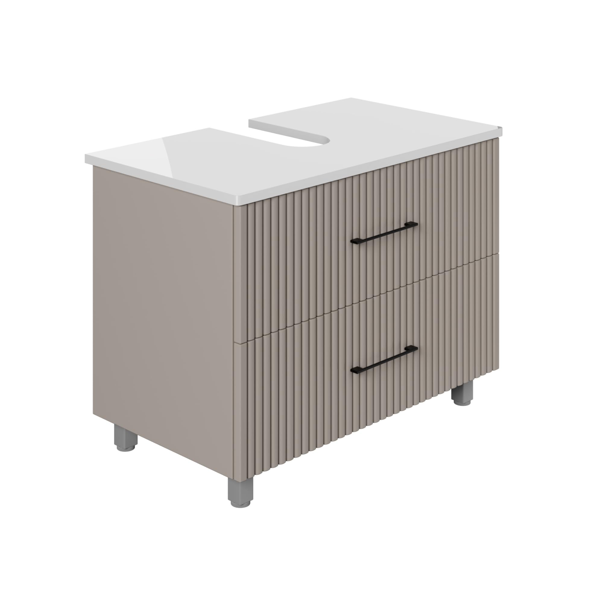 Karen Waschbeckenunterschrank Liana 60/80 cm | Steh-Unterschrank | Badmöbel pastellgrau | Konsole mit Siphonausschnitt | Eklektisch | Gäste-Badezimmer (Liana 80 Weiß)