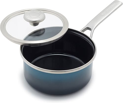 Merten & Storck Utensilios de cocina esmaltados con núcleo de acero hecho a mano europea, olla de 1.4 cuartos de galón con tapa, inducción, sin PFAS