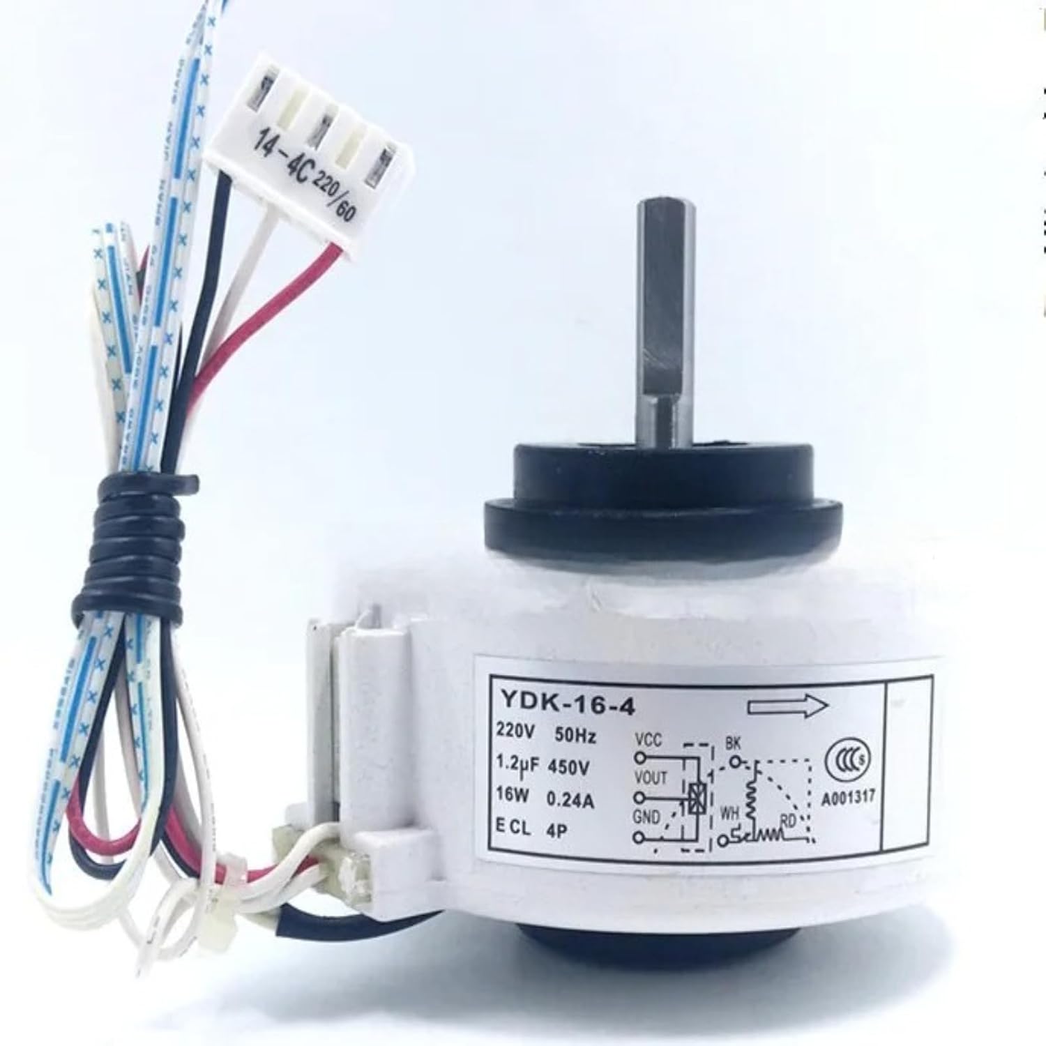 Replacement Air Conditioner Fan Motor for Chigo YDK-16-4 YDK-16-4G 220V 16W 4P AC Motor with Speed Feedback (Long axis)