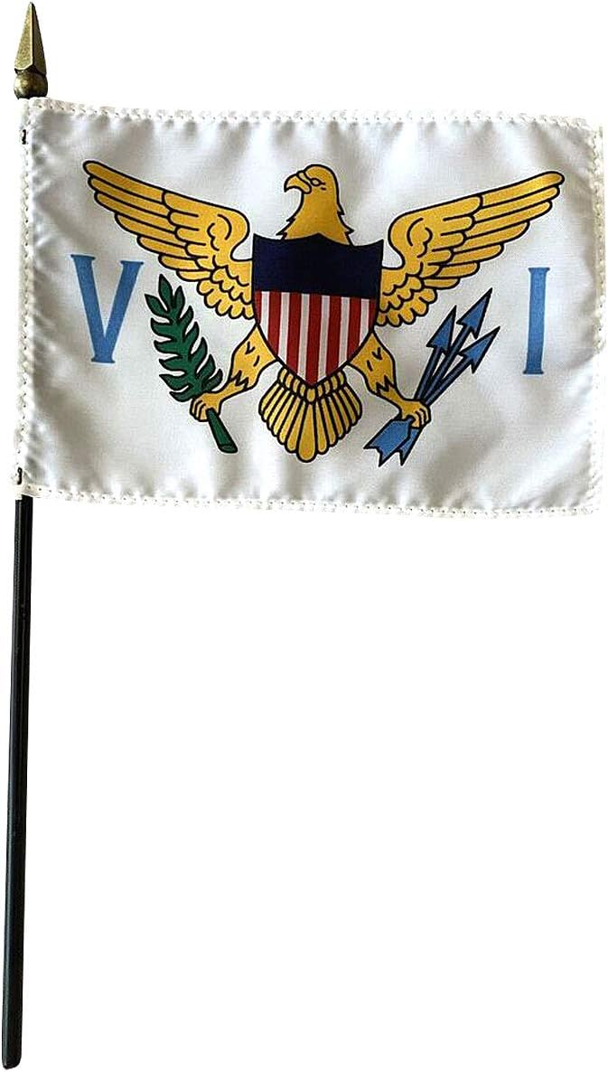 4x6" E-Gloss U.S. Virgin Islands Stick Flag - Flag Only - Qty 6