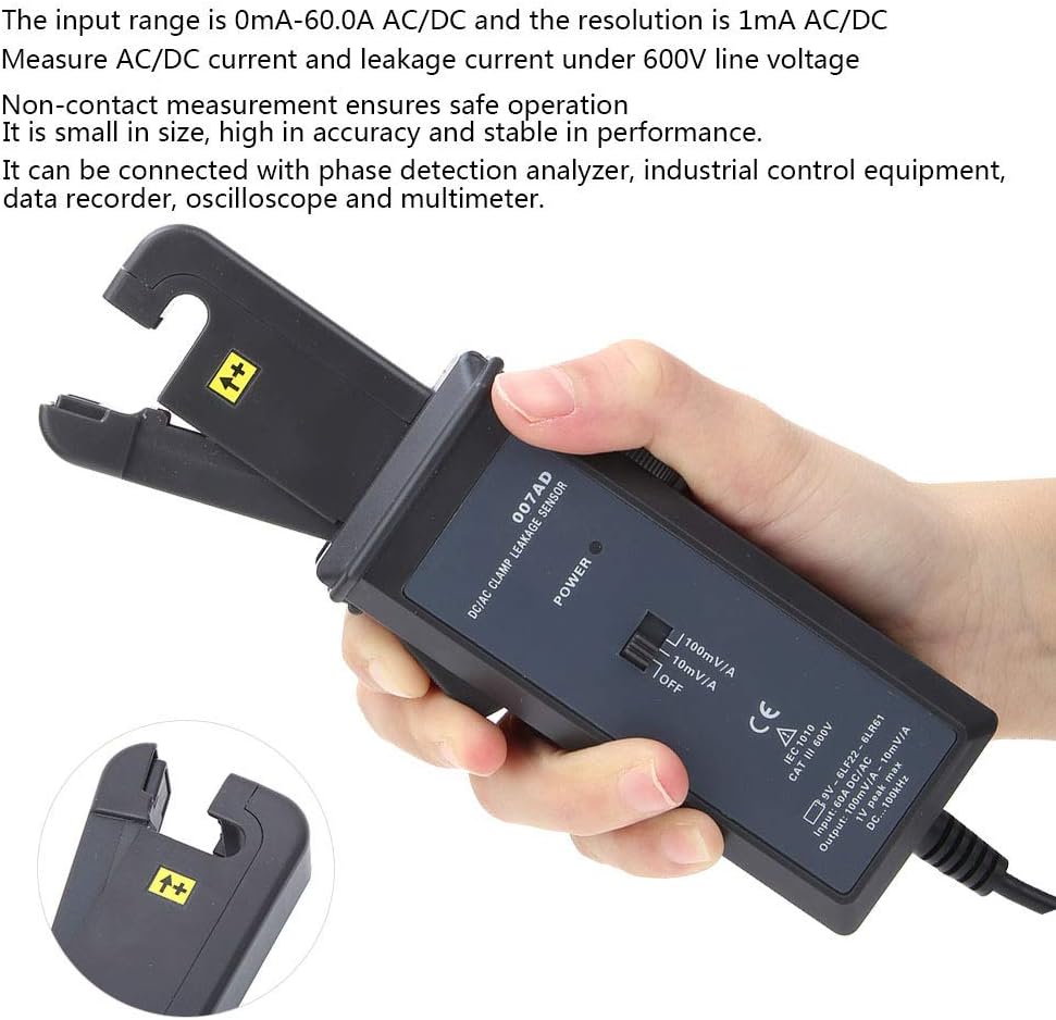 Pongnas DC/AC Clamp Leakage Sensor 60.0A Tester for Measurement, Suitable for Electric Power, Railway, and Automotive Industry with Small Size and Long