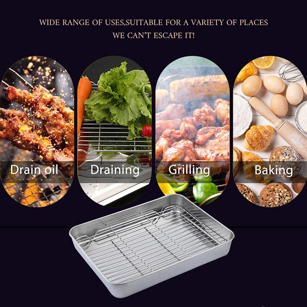 Horno Rejilla de enfriamiento de acero inoxidable Rejilla para hornear rectangular profundizada Rejilla antiadherente de acero inoxidable Rejilla para hornear galletas Bandeja para horno Placa para