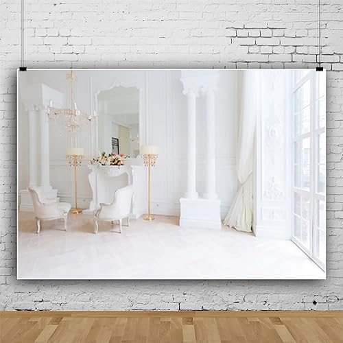Miniatura 8 de Baocicco Decoración interior de habitación de lujo de 10 x 6.5 pies, telón de fondo de fotos, candelabro de lujo, muebles delicados, fondo