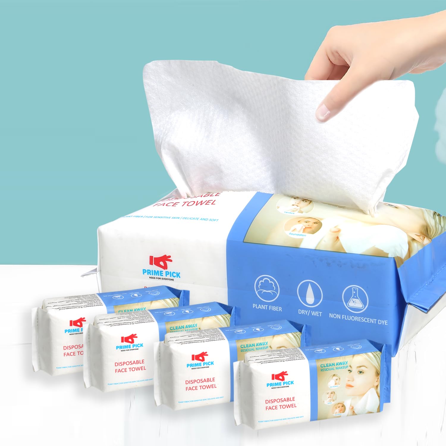 PRIME PICK Disposable Face Towel 200 Count, Soft Cotton Facial Dry Wipes, Multi-Purpose for Skin Care, Makeup Remover, Face Wipes and Facial Cleansing (Pack of 4) PRIME PICK Disposable Face Towel 200 Count, Soft Cotton Facial Dry Wipes, Multi-Purpose for Skin Care, Makeup Remover, Face Wipes and Facial Cleansing (Pack of 4)