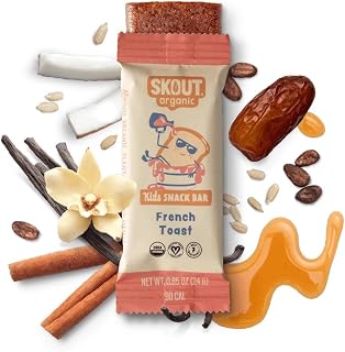 Skout Organic French Toast Kids Snack Bars, 18 Pack - Vegan, Gluten-Free, Plant-Based, Nut & Soy Free Snacks