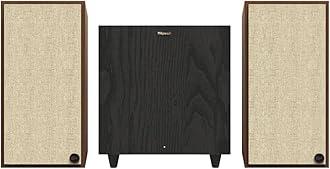 Klipsch Home Theater Bundle: The Sevens Heritage Inspired Powered Speakers (Walnut) and R-80SWi 8" Wireless Subwoofer (Black) - Powerful 2.1 Audio System