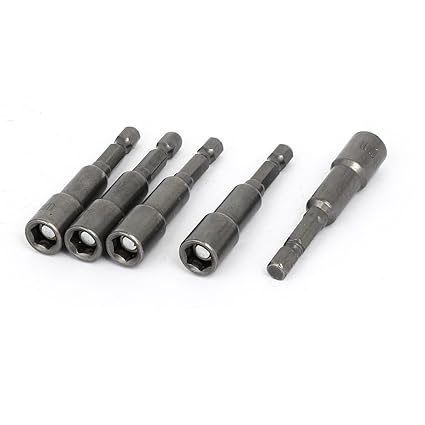 Generic 8mm 5/16-inch Socket 1/4-inch Hex Shank 65mm Long Magnetic Nut Drivers Adapter Drill Bit 5pcs