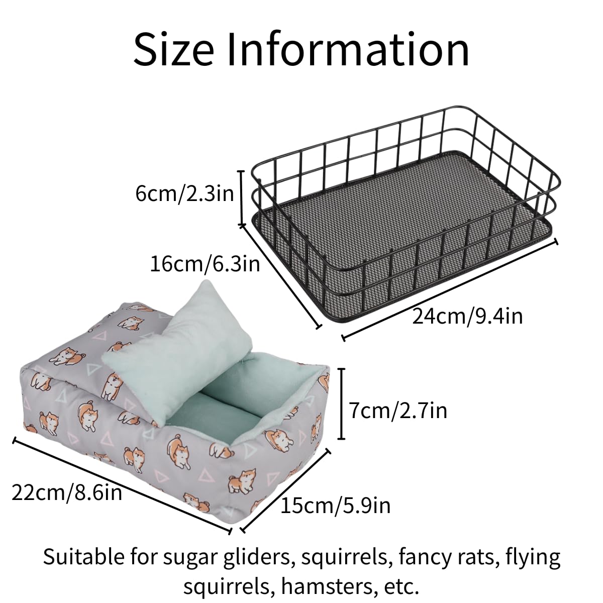Hamaca de ratas para jaula a prueba de masticación, cama cálida, cesta de hierro colgante de animales pequeños, accesorios y hábitats de jaula de hurón, alfombrilla extraíble para hámster, deslizador