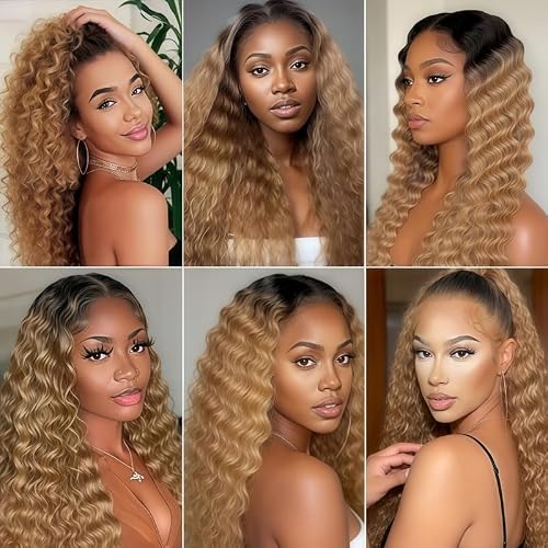 KODRHAR T1B/27 Ombre Honey Blonde Deep Wave Bundles Human Hair 18 20 22 Inch 12A Grade Brazilian Virgin Raw Weave 3 Bundles Deep Wave Human Hair — view 6
