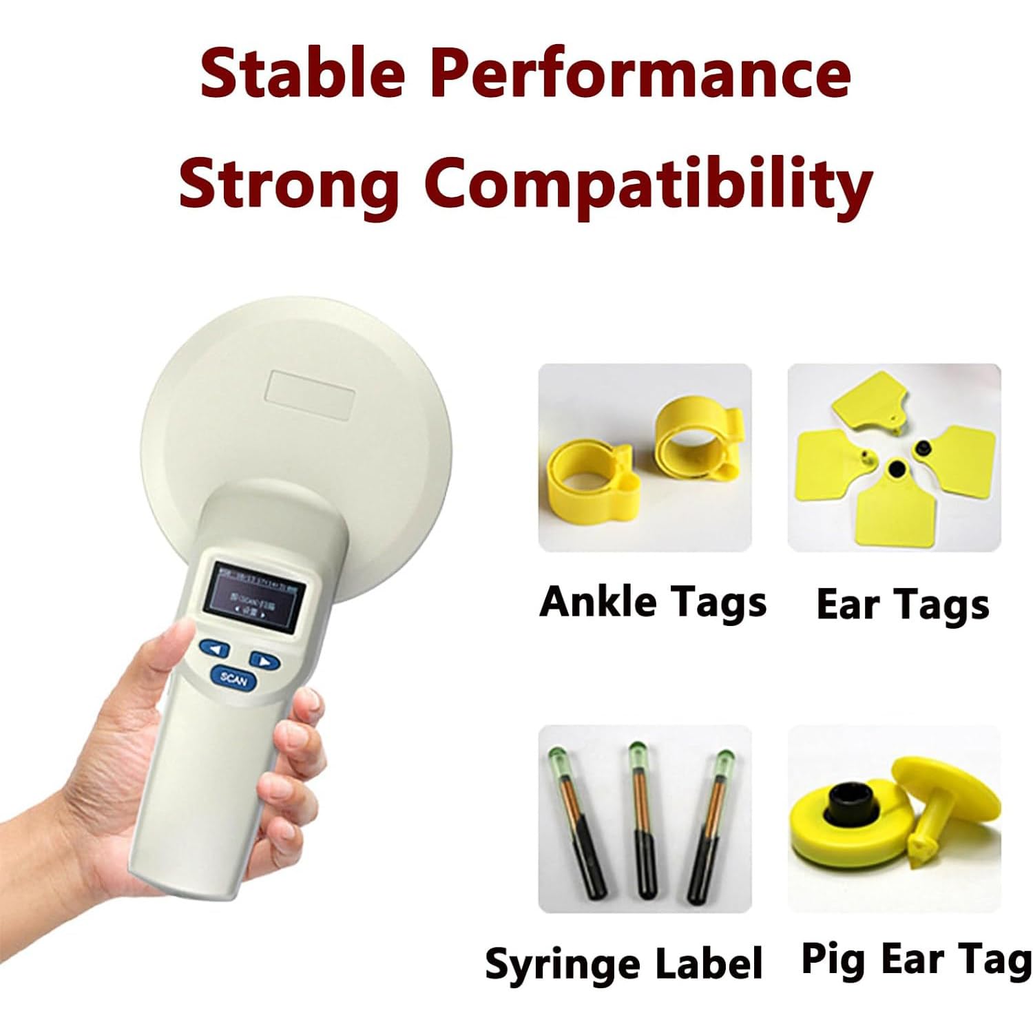 TAHALI Microchip per Animali Domestici Lettore ID per Animali 134,2kHz Lettore Portatile per Animali USB Connect 20000 Funzione di memorizzazione delle Informazioni