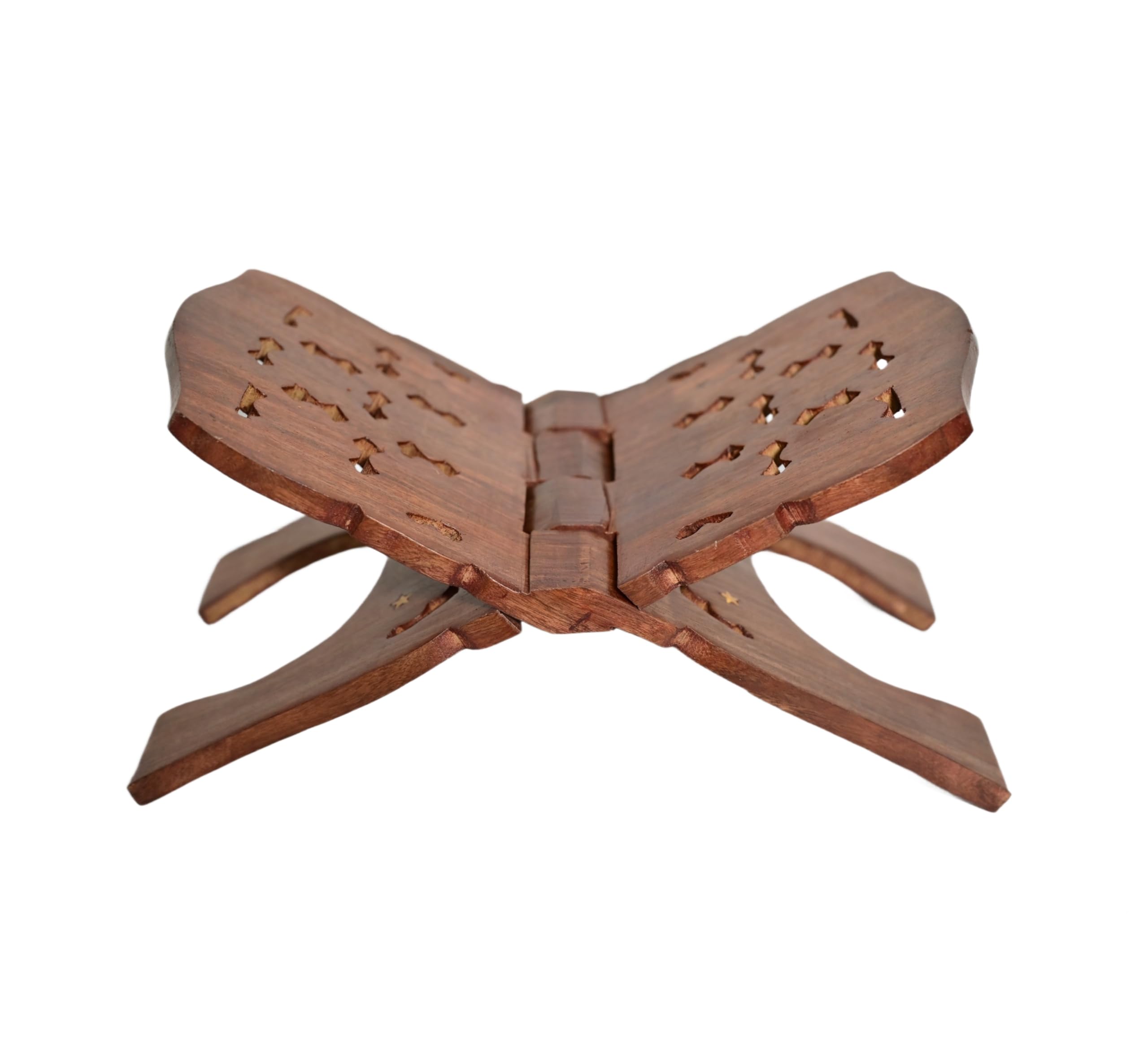 Artmax Wooden Rehal Book Stand Folding Book Holder for Holy Quran Geeta Bible Puja Religious Book Stand Wooden Carved Book Rest Multipurpose Reading Stand-image-28