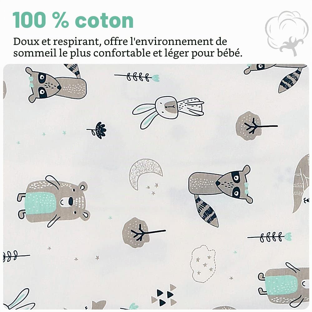 Miracle Baby Lot de 2 gigoteuses pour bébé, portable, 100 % coton, à manches longues, pour tout-petit, de 0 à 18 mois, motif hibou lapin, taille M