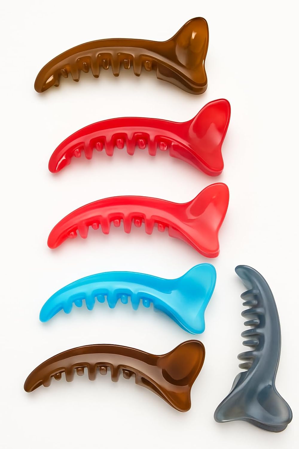 SUSVIJ Black and Multicolor Banana Hair Clip for Women & Girls | Non-Slip Claw Clip | Glossy Finish Resin Hair Accessory | For Thick, Curly & Long Hair | Stylish Daily Use Claws (Multicolor 6)