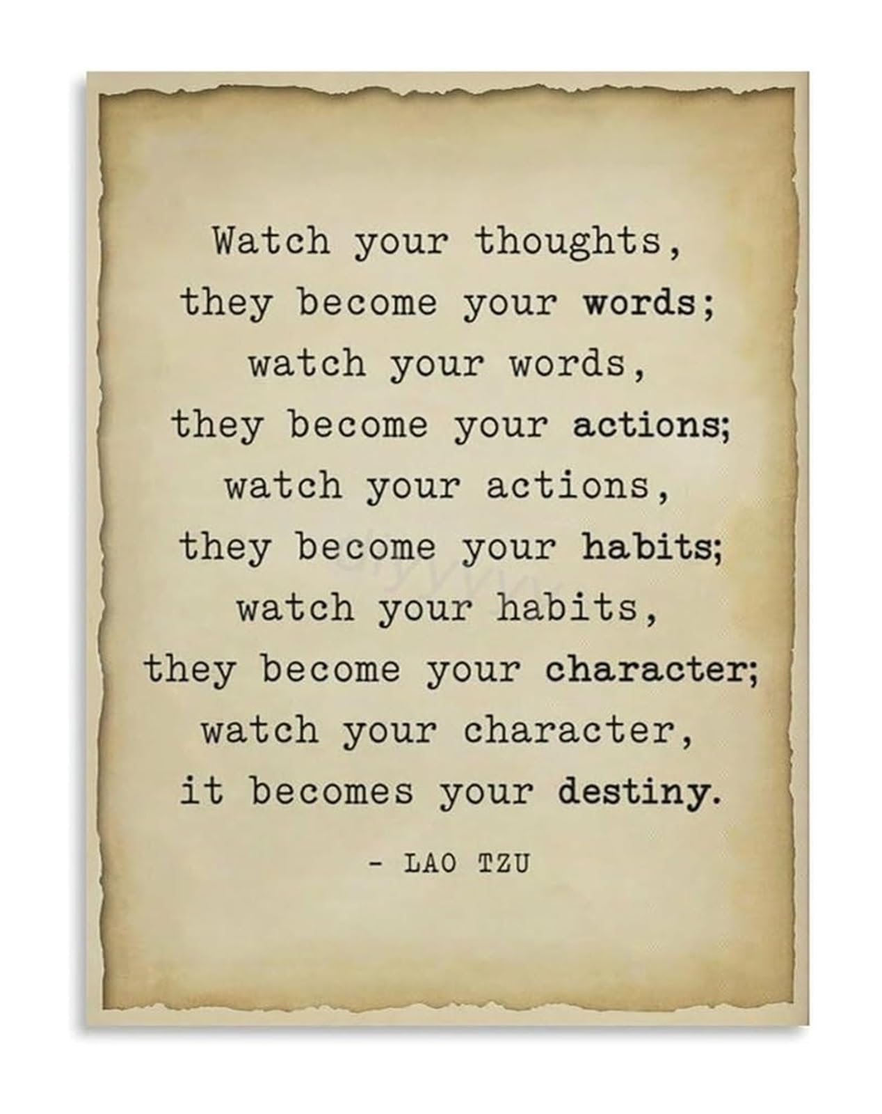 IDGTTLDF Office Decor Motivational Wall-Art Watch Your Thoughts They Become Words Quote Canvas Print for Home Ready to Hang Framed,12x18inch(30x45cm)