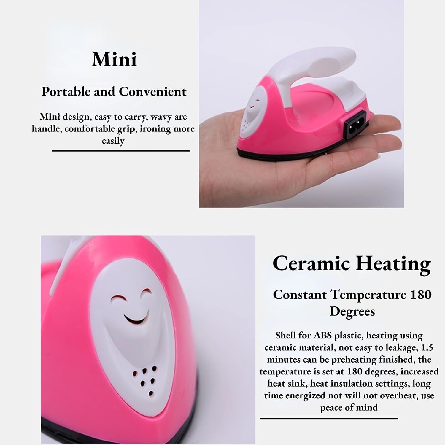 Portable Mini Electric Iron for Clothes Portable Handheld Fabric Steamer Iron for Thin Fabrics Jewelry Craft Projects Compact Lightweight Travel