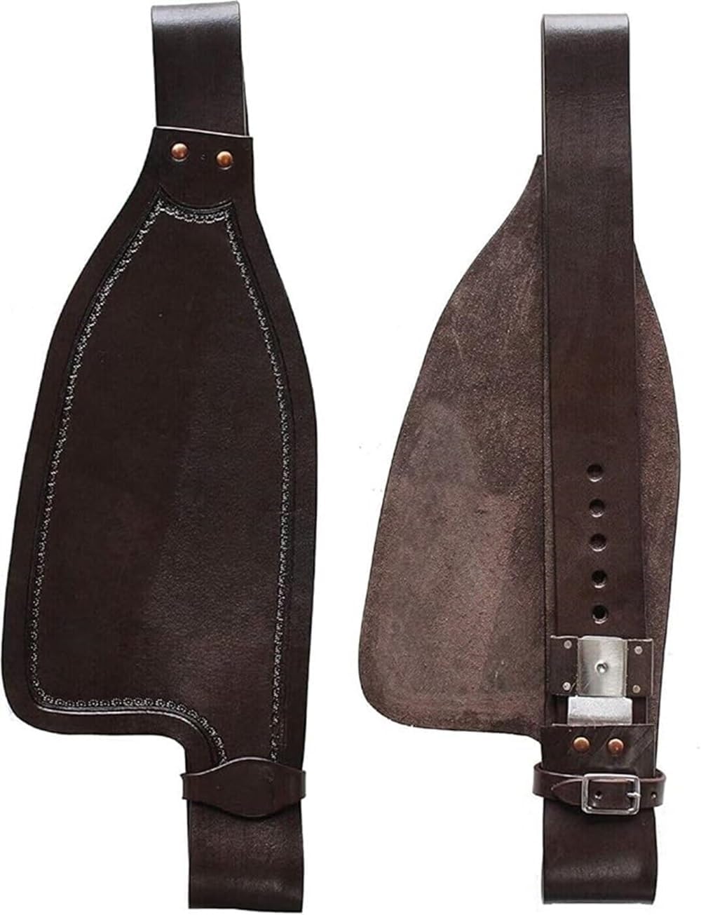 Horse Western Adult Tooled Leather Replacement Saddle Fender Pair Set for Roping Trail Barrel Pleasure Saddles with Belvin Buckles AM-10