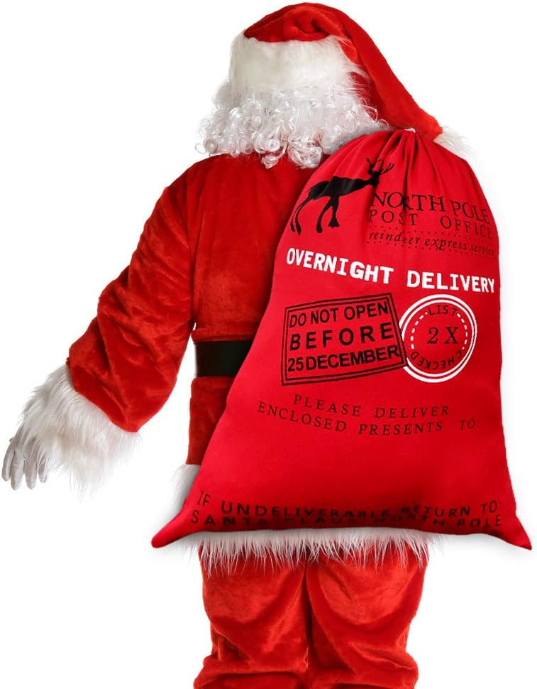 SumDirect 3Pcs Christmas Bag Santa Sack Large Canvas Bags with Drawstrings for Large Xmas Package Storage, Event Party Supplies Cotton Bag Party Favors Gift Bags 27.55x19.68inch