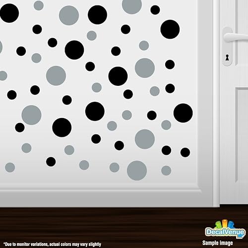 Miniatura 2 de Pegatinas de pared de vinilo negrometálico plateado - círculos de 2 y 4 pulgadas (30 calcomanías)