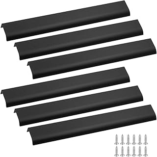 BokWin 6Pcs Modern Style Finger Edge Pulls Tab Drawer Pull 300mm/11.8" Hidden Cabinet Kitchen Drawer Handles for Cabinets Dresser Pulls with Screws(Black)