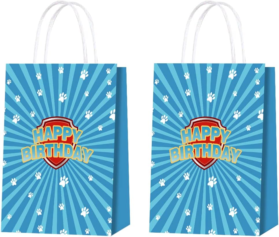 16 PCS Paw Party Bags Paw Goodies Bags,Candy Gift Bags for Paw Party Favor Supplies(Blue)