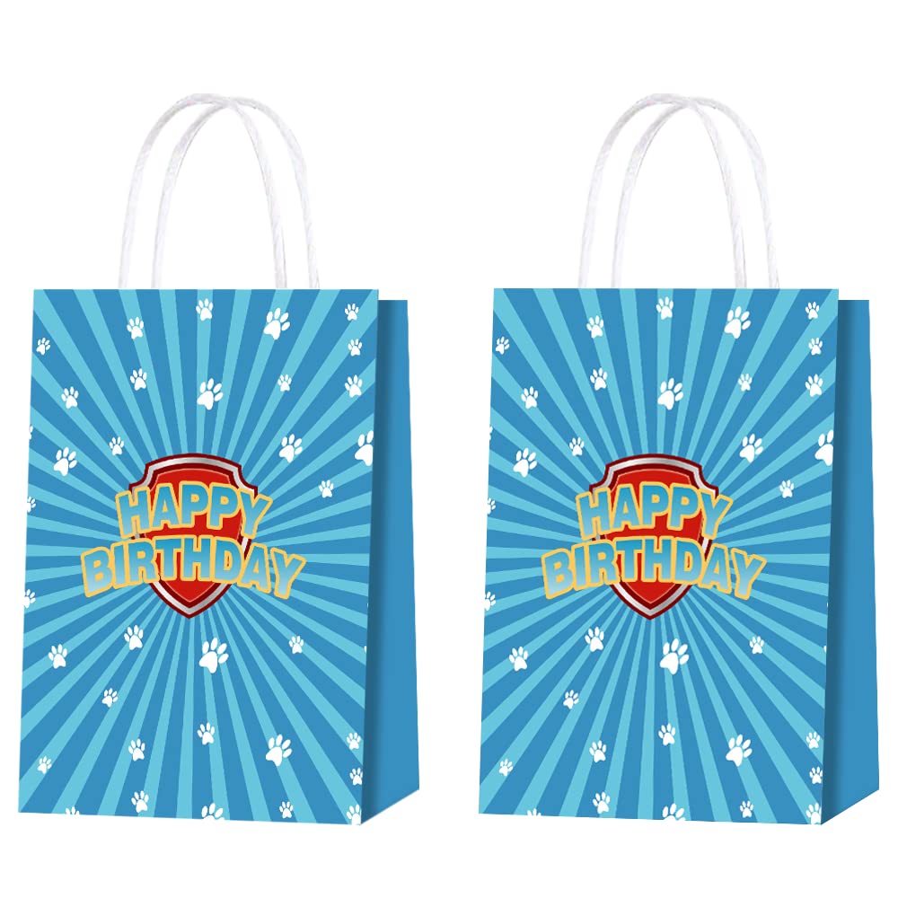 16 PCS Paw Party Bags Paw Goodies Bags,Candy Gift Bags for Paw Party Favor Supplies(Blue)