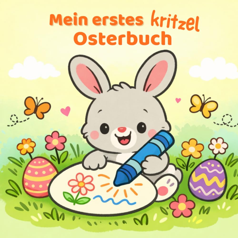Mein erstes Kritzel-Osterbuch: Oster Malbuch ab 1 Jahr für Kleinkinder – Einfaches Ausmalbuch mit dicken Linien | 86 Seiten, 42 Motive