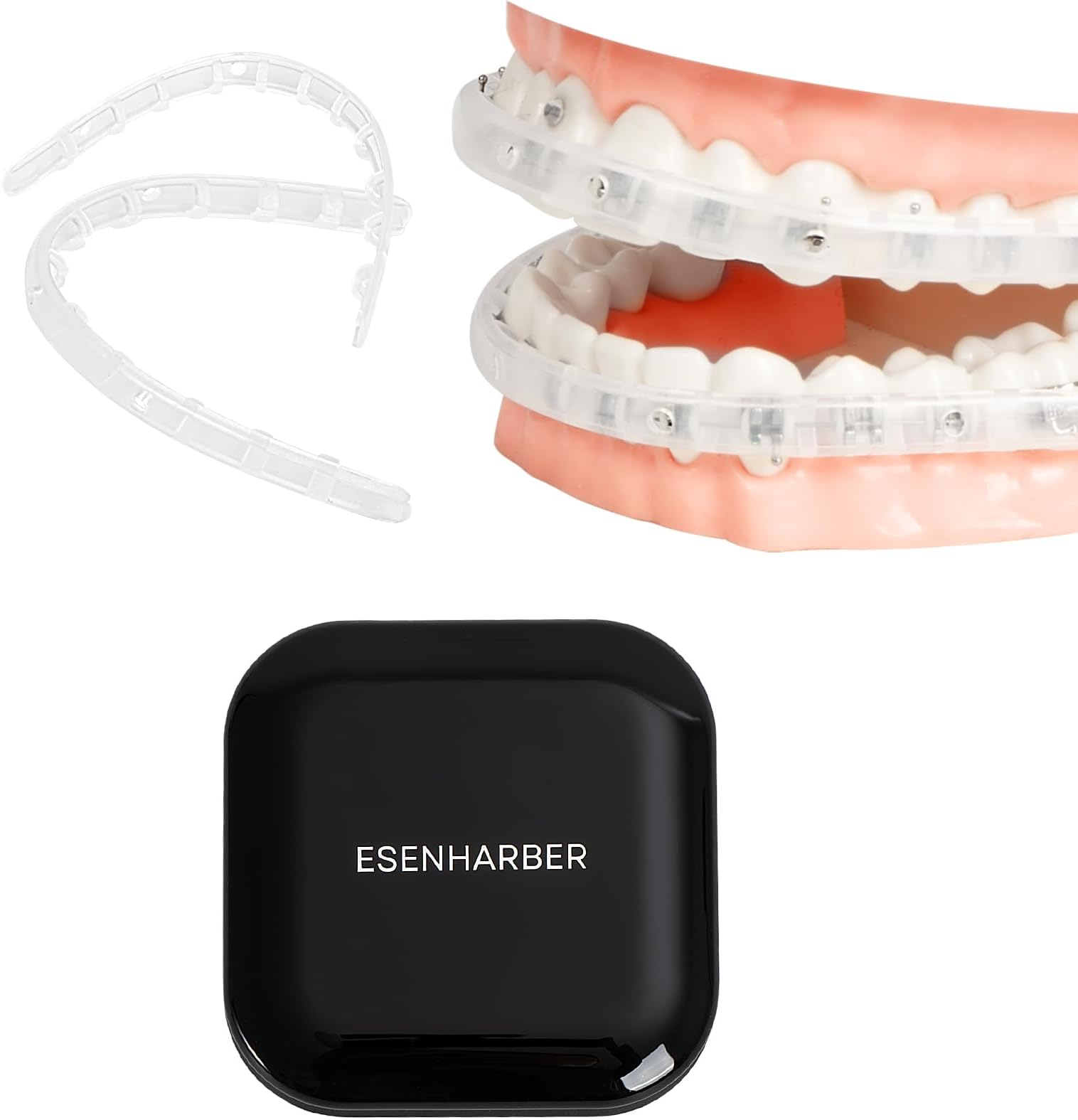 ESENHARBER Comfort Cover for Braces, Orthodontic Lip Protector Mouth Guard Lip Cushion Clear Teeth Shield Bumper for Brackets, Aligner, Dental Wax Alternative, in Portable Storage Case with Mirror