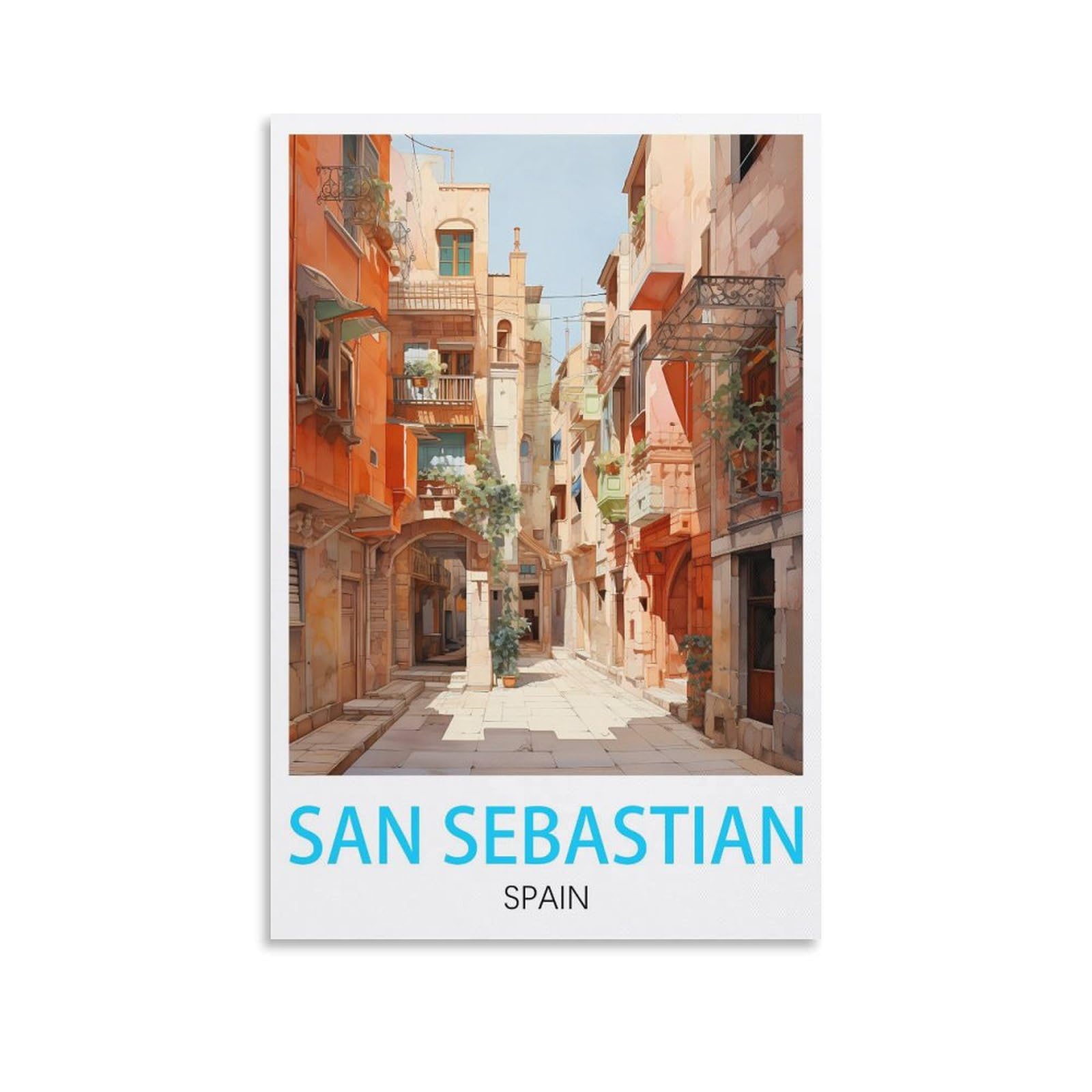 Quilksas San Sebastian Spain Vintage Travel Poster 20x30inch(50x75cm) Print Wall Art, Canvas Wall Decor Artwork Painting for Bedroom, Living Room,Bathroom, Home Decor