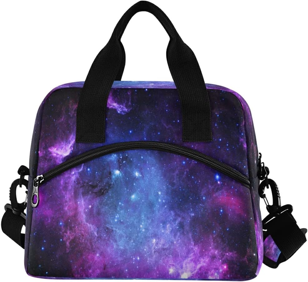Insulated Cooler Lunch Bag Lunch Box Universe Galaxy Nebula Space for Office Work Picnic Hiking Beach Organizer with Adjustable Shoulder Strap