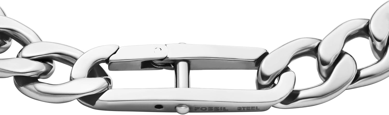 Fossil Men's Plated Stainless Steel Engravable Personalized Gift ID, Chain or Cuff Bracelet for Men
