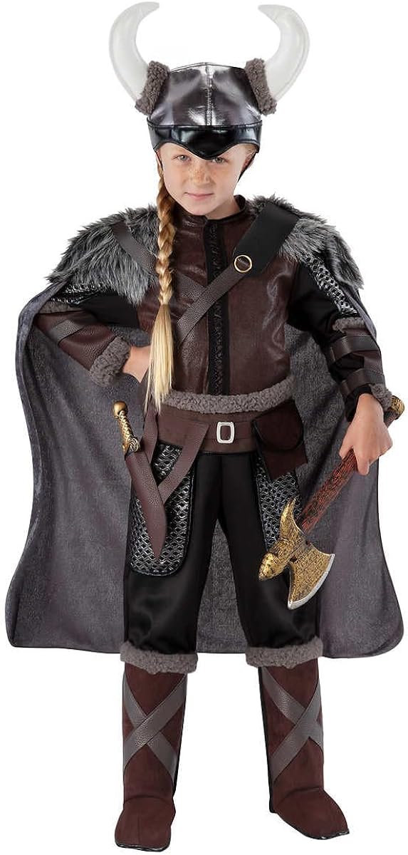 Miniatura 1 de Teetot Adventure Factory - Disfraz de Halloween vikingo para niños con chaleco, capa, casco con cuernos y accesorios de juguete