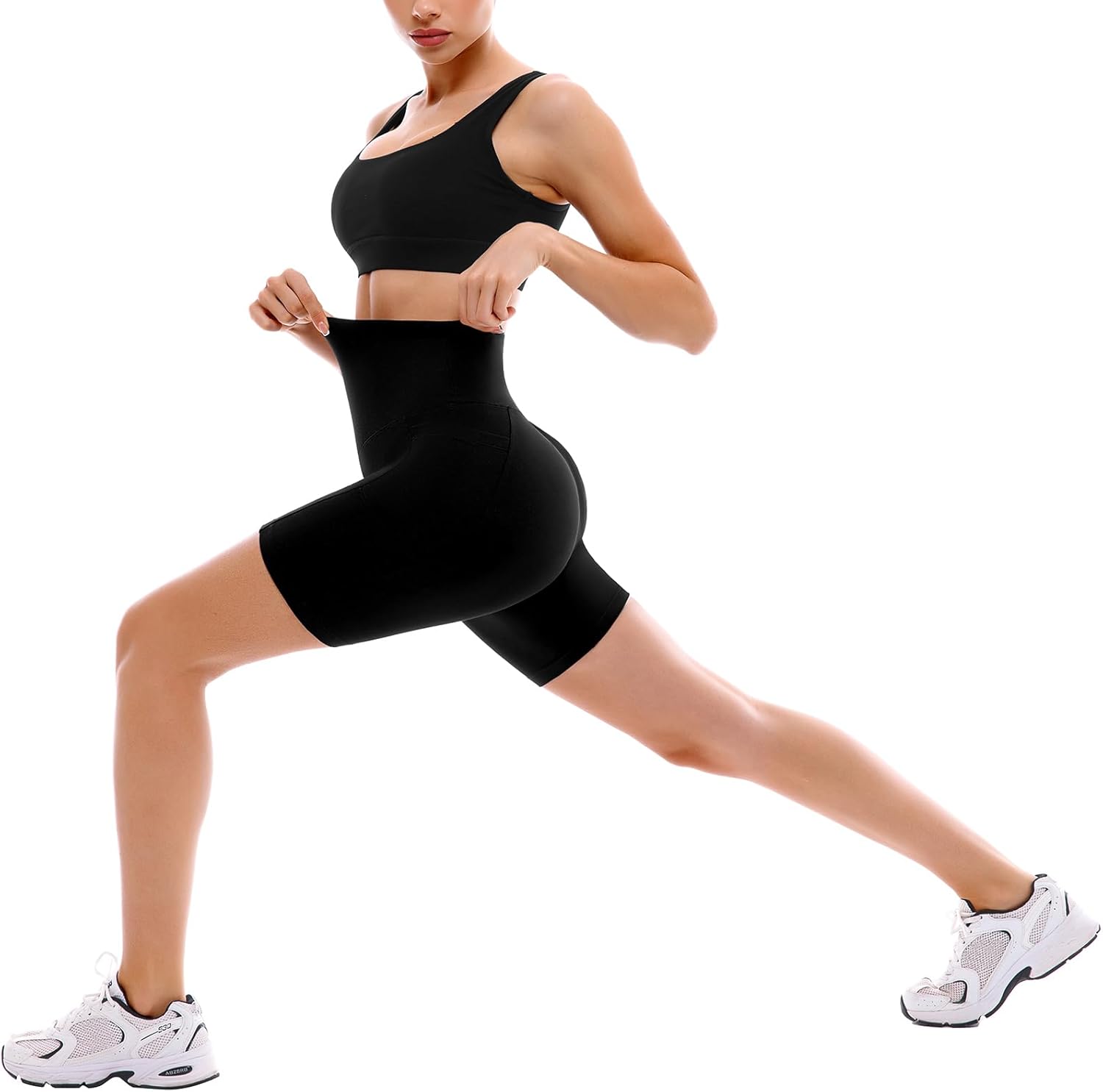 SINOPHANT 2 Pack Biker Shorts with Pockets High Waist Yoga Running Gym Workout Buttery Soft Athletic - Image 5