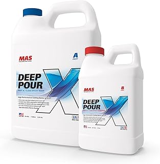 MAS Epoxies Deep Pour X Epoxy Resin Kit, 1.5-Gallon, (1-Gal Resin + 0.5-Gal Harderner) for Casting, Encapsulating, Fill Large Voids, River Tables, Sculptures, Live Edge Wood Tables