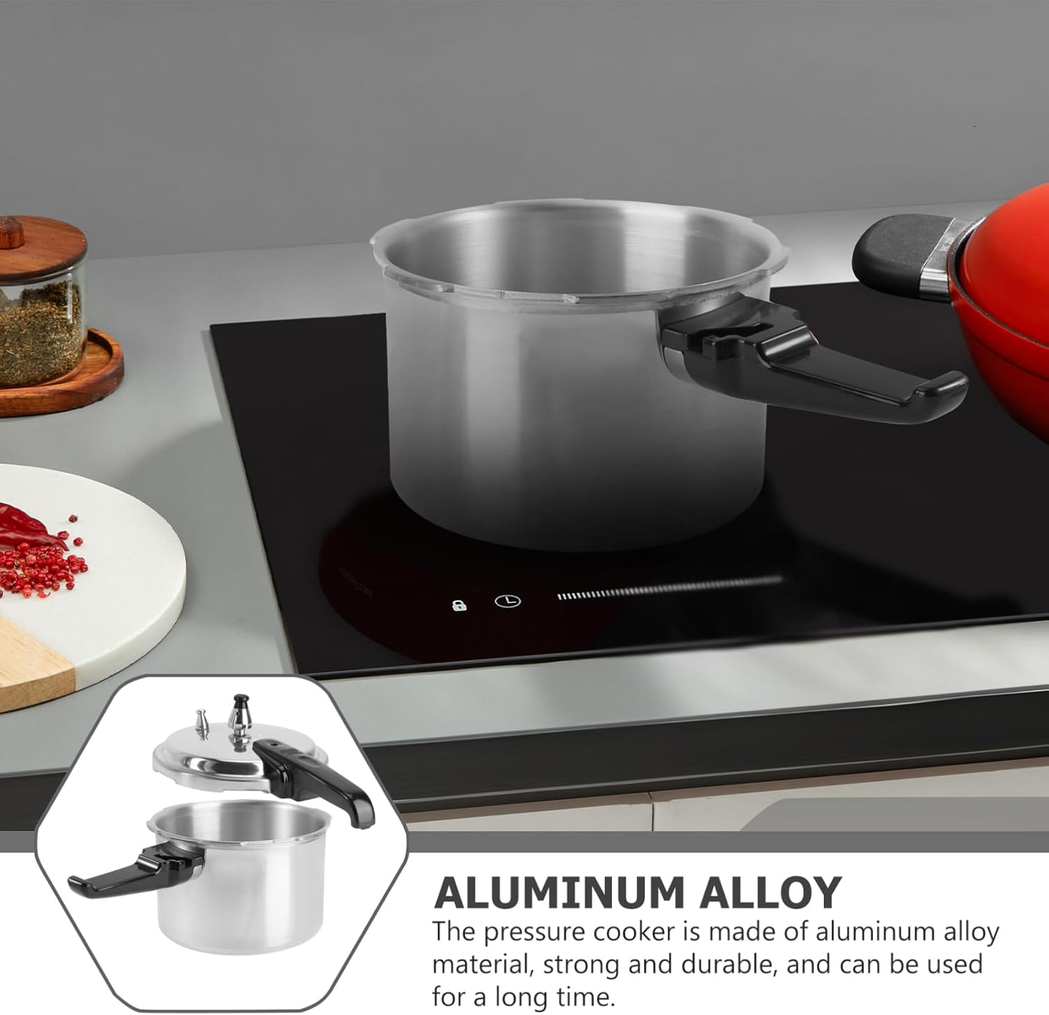 Cabilock Electric Pot for Cooking Mini Pressure Cooker Sturdy Aluminum Pressure Cooker for Beans Meats Vegetables Soups