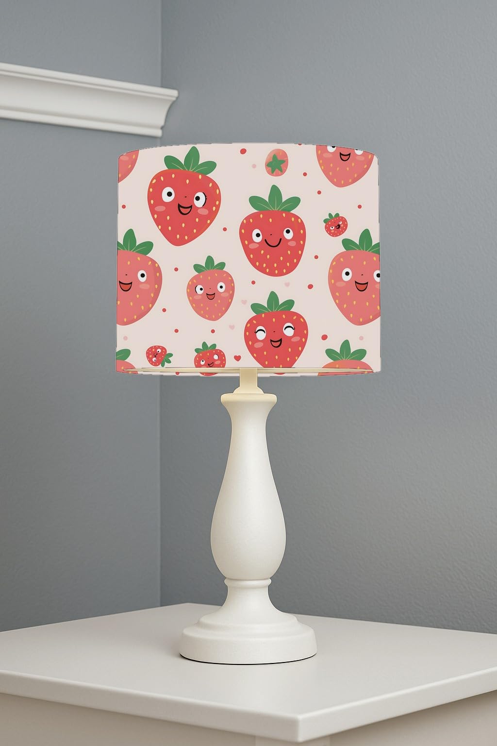 Strawberry Pattern Pink lightshade โ 20 x 18.5cm Table Drum Shade | 7CA201