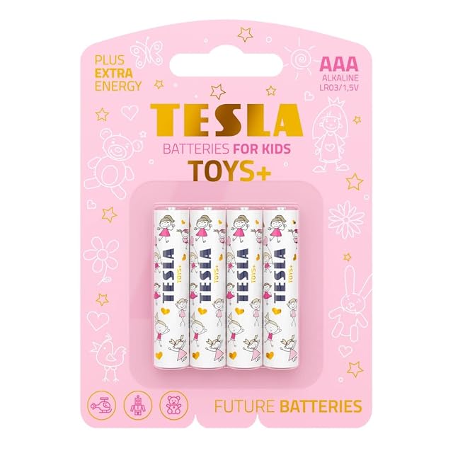 Tesla Toys Batteries for Girls AAA Maximum Power Alkaline Batteries 10 Year Shelf Life A Long-Lasting Battery Life