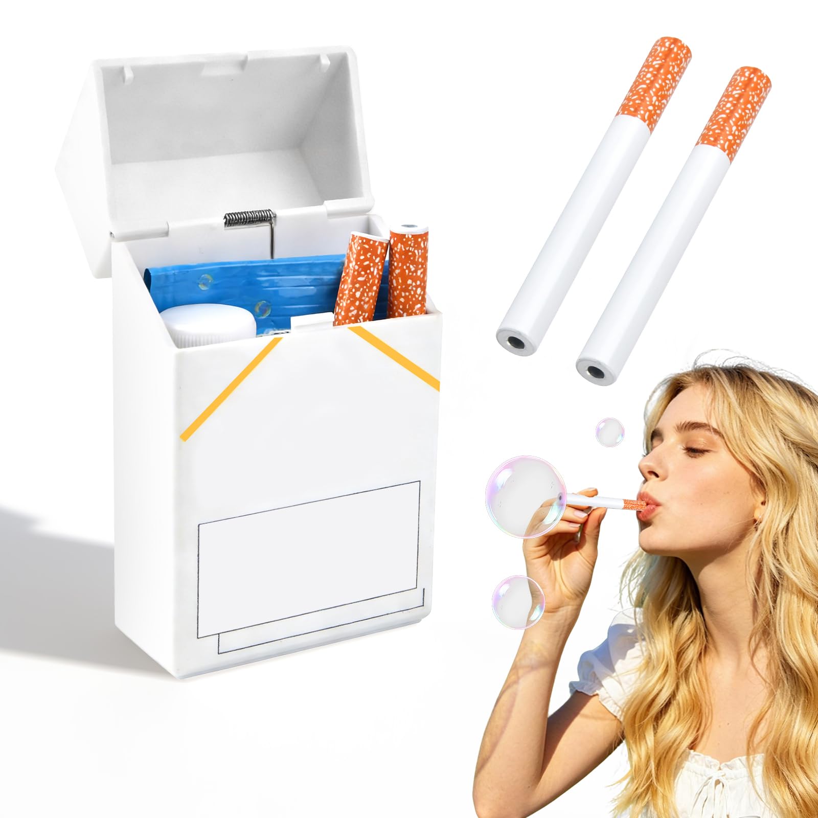 Bubble Cigarettes, Bubble Ciga-rette Blowing Stress Relief Toys, Bu-bble Cigarett Machine for Men Women, Mini Bubbles Wand Toys, for Kids and Adults Birthday Party Funny Gifts