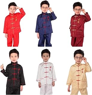 Boys’ Traditional Chinese Kung Fu & Wing Chun 2-Piece Set – Long Sleeve Top & Elastic Pants
