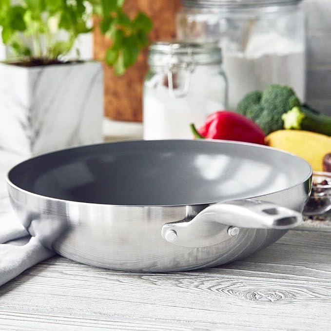Wok GreenPan Chatham 3-Ply Acero Inoxidable Antiadherente Cerámico 11" miniatura 3