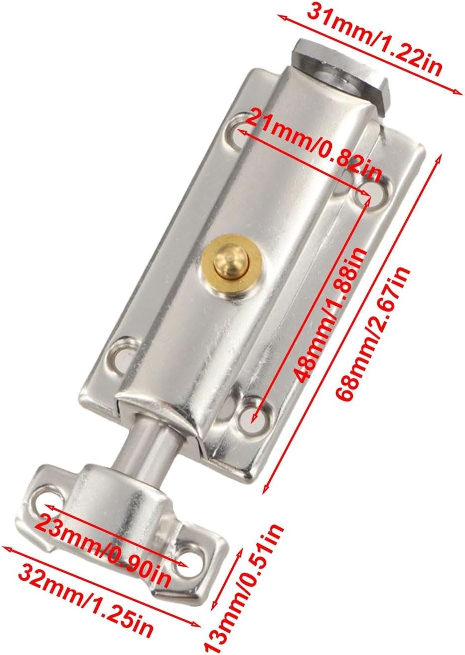 Stainless steel Door Latch Bolt Lock, Convenient and Safe to Use, Rustproof, Suitable for Various Doors (4inch)