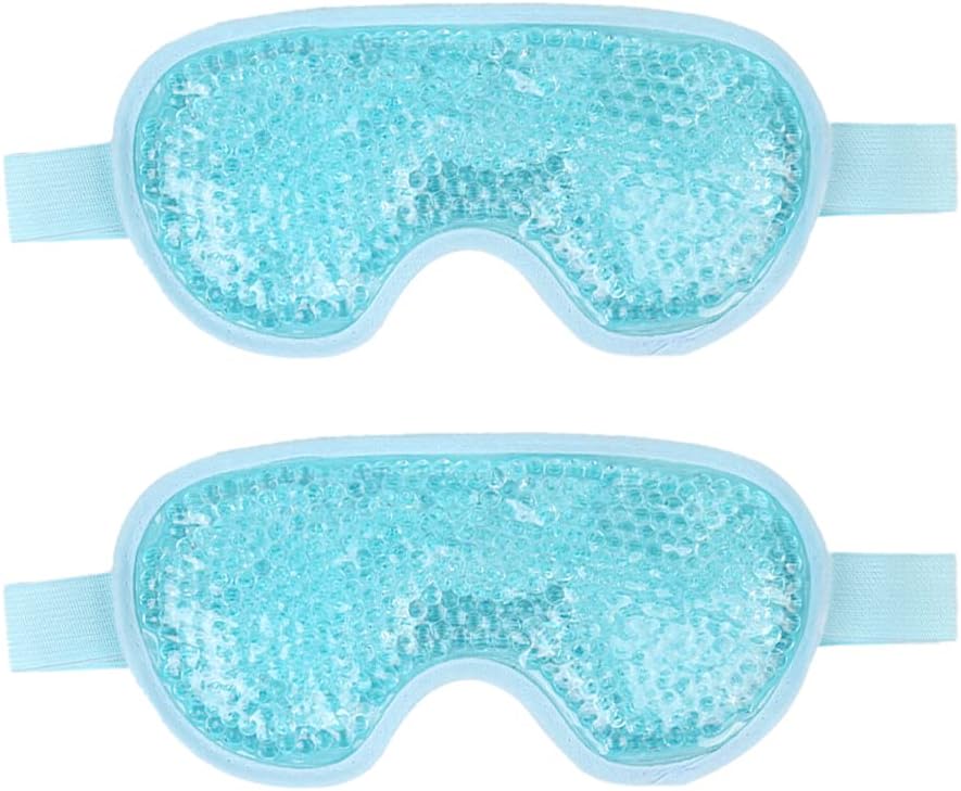 NEWGO Cooling Eye Mask for Puffy Eyes, Reusable Hot Cold Therapy Gel Cold Eye Mask for Migraine, Headache, Dark Circles, Dry Swollen Eyes, Sinus Pain-Light Blue-2Pack