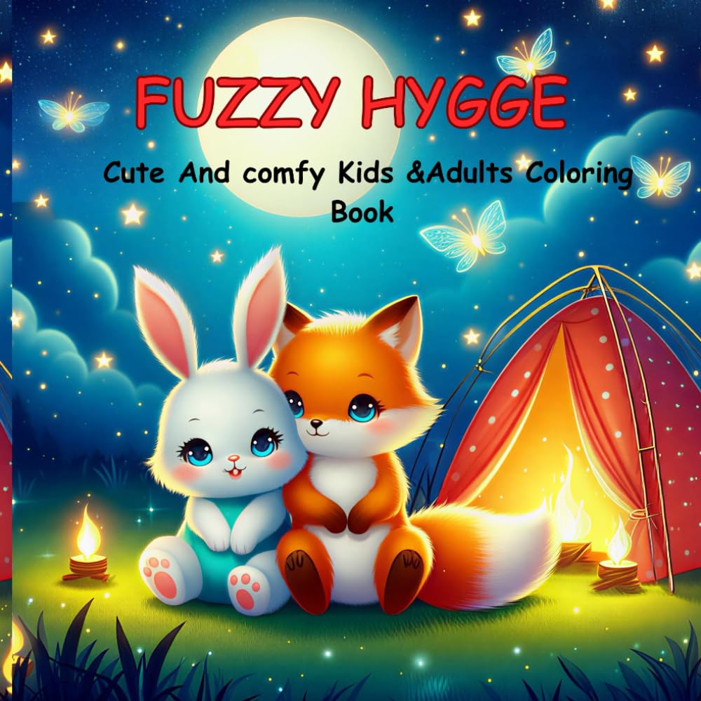 FUZZY HYGGE: Cute and Comfy Coloring Book for Adults @ Teens And Kids Featuring Adorable Animals for Stress Relief (FUZZY HYGGE COLORING BOOK)