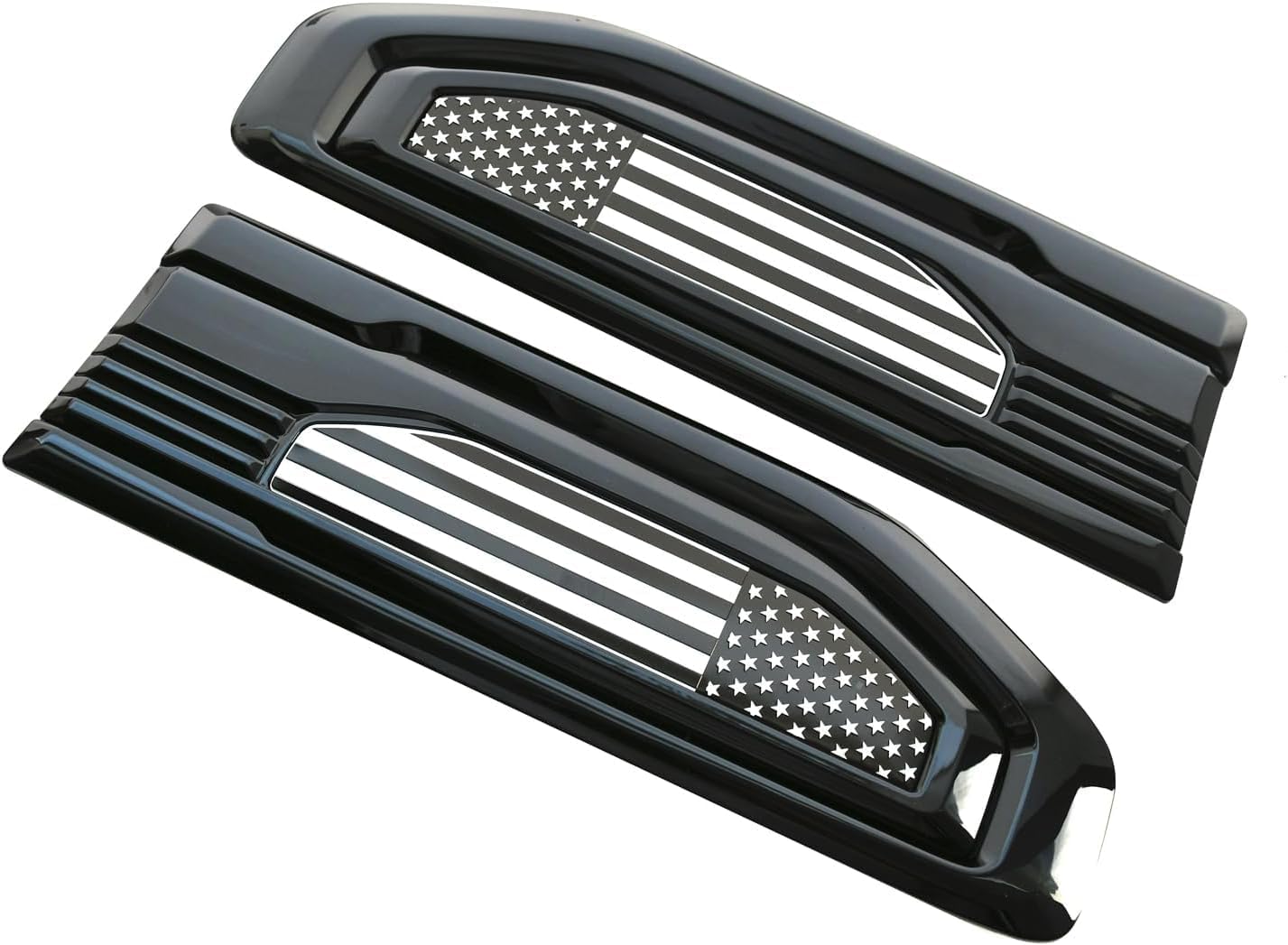 Pair Custom USA Flag Vent Emblems 3D Decal Driver Passenger Badge Kit Compatible with 2019-2025 GMC Sierra GM 1500 Model Trucks 85160715 86532094 (USA Flag-Black White)
