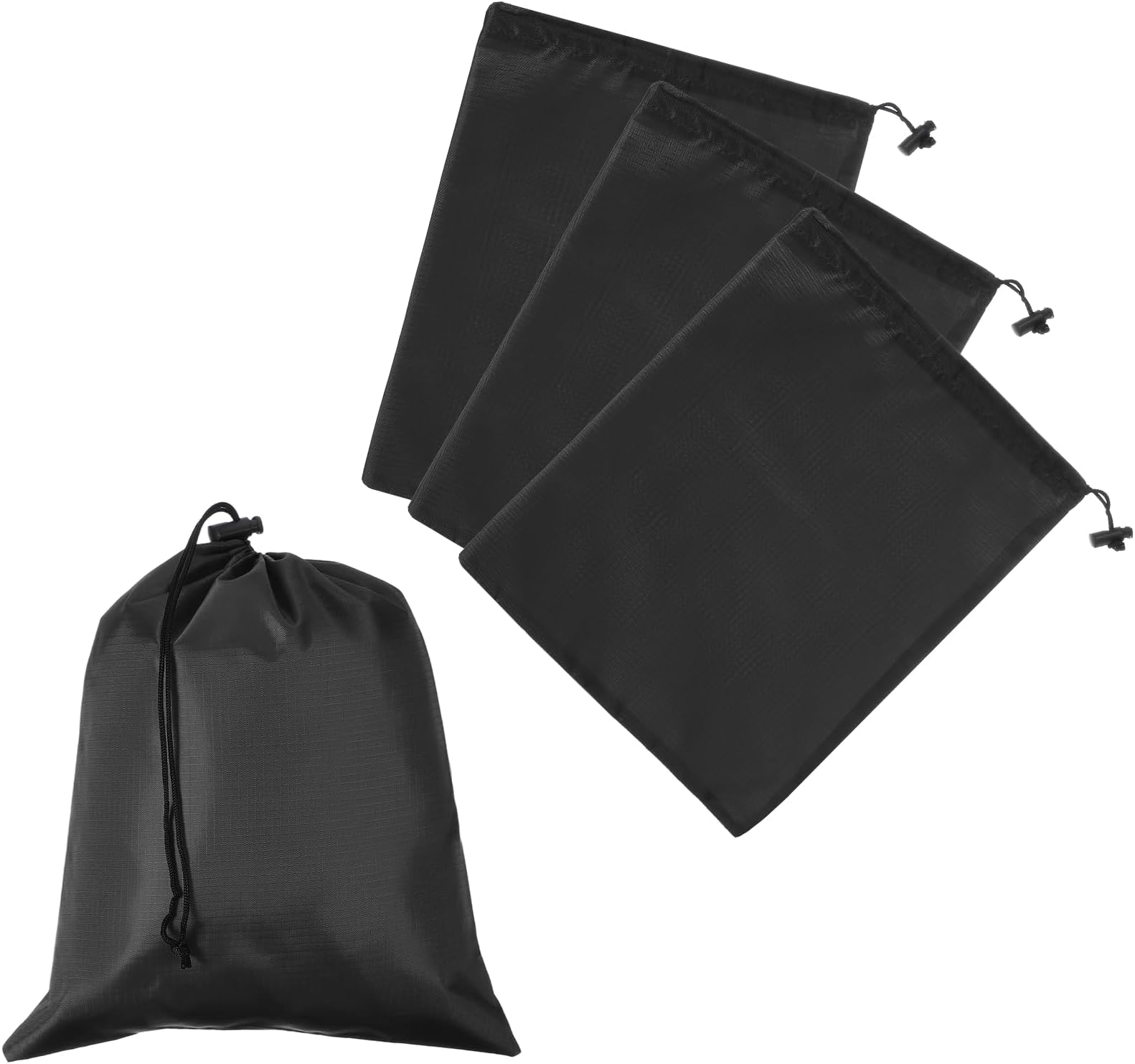 Drawstring Bag with Toggle, Stuff Sack String Waterproof Travel Storage Bags Cinch Stuff Pouch -Fitting for (Gym/Traveling/Hiking/Yoga/Office/Shoes)30 x 25cm & 4Pack & Black
