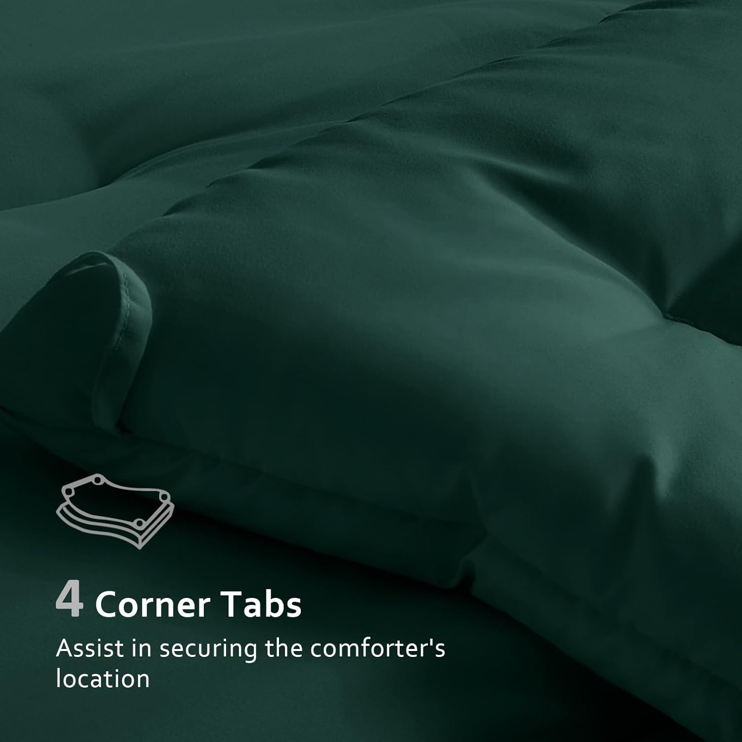 Comforters King Size, All Season Quilted Bed Comforter, Ultra-Soft Down Alternative Duvet Insert with 4 Tabs, Lightweight Bedding Blanket - Machine Washable, Emerald Green