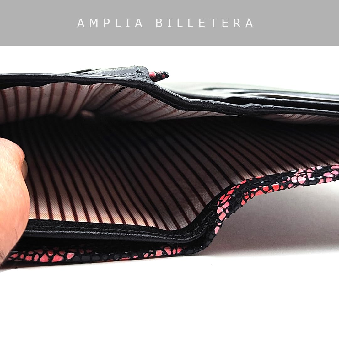 Cartera de Mujer en Piel Mediana - Hecho a Mano - RFID - 38714 Burdeos